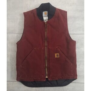 2005 Carhartt V02 CLY Duck Vest Mens Small Clay Red Quilt Lined Made in USA